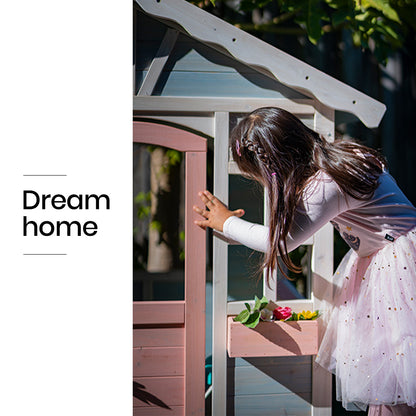 ROVO KIDS Cubby House, Outdoor Wooden DIY Timber Cottage Style Playhouse, for Children - Image 3