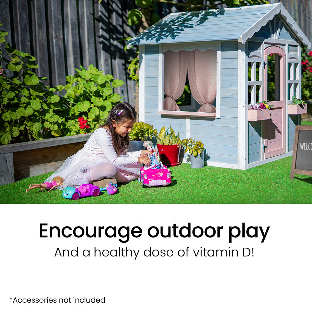 ROVO KIDS Cubby House, Outdoor Wooden DIY Timber Cottage Style Playhouse, for Children - Image 6