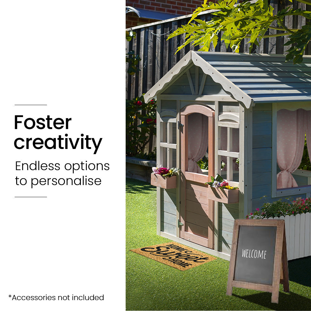 ROVO KIDS Cubby House, Outdoor Wooden DIY Timber Cottage Style Playhouse, for Children - Image 8
