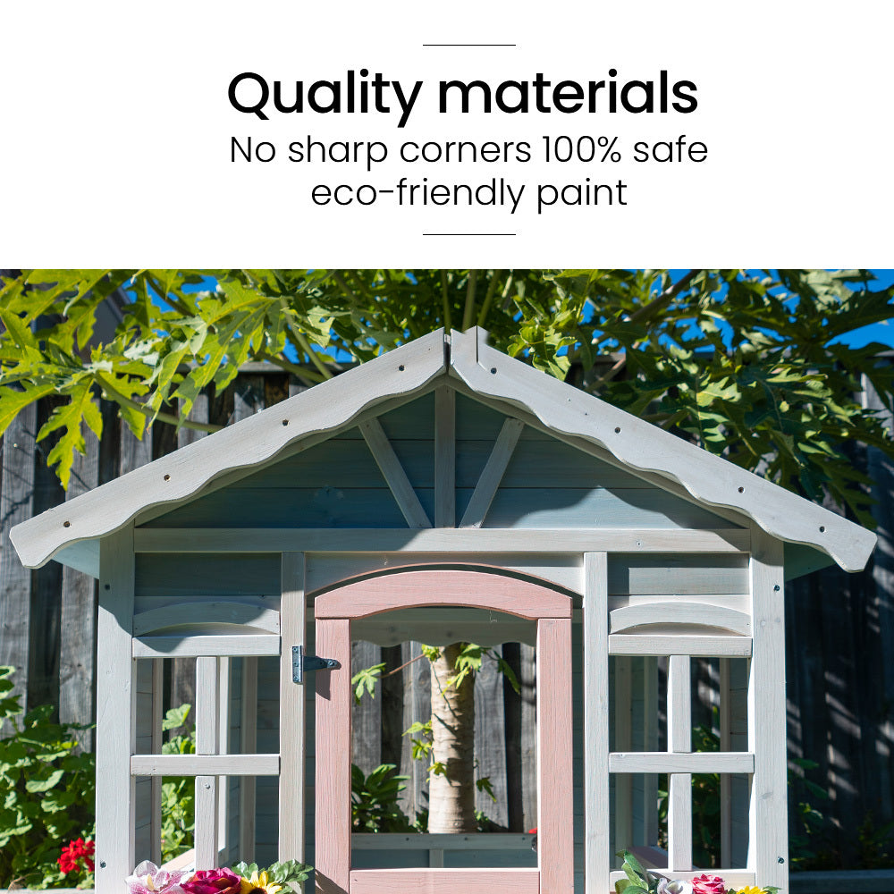 ROVO KIDS Cubby House, Outdoor Wooden DIY Timber Cottage Style Playhouse, for Children - Image 9