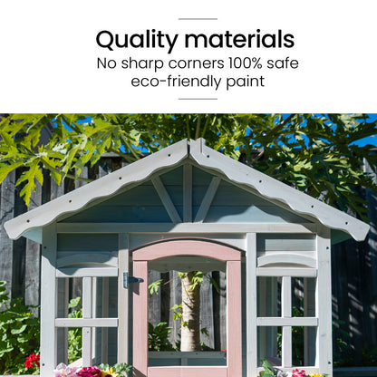 ROVO KIDS Cubby House, Outdoor Wooden DIY Timber Cottage Style Playhouse, for Children - Image 9