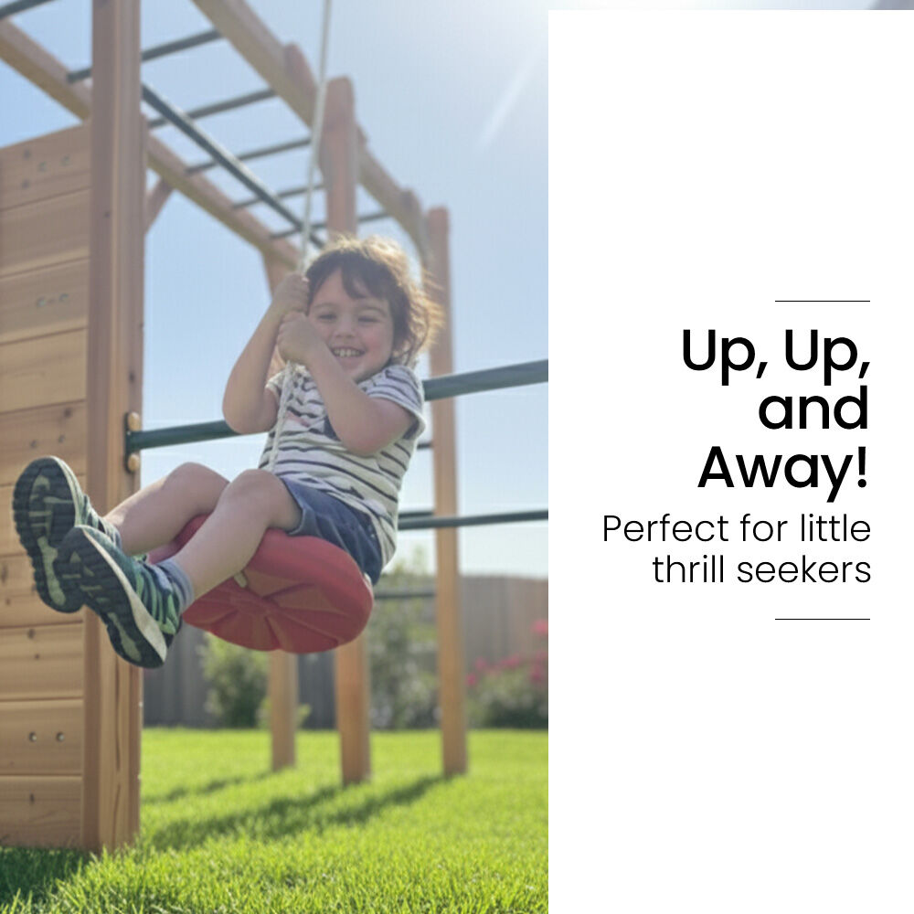 ROVO KIDS Ultimate Outdoor Monkey Bars Playset Frame, with Climbing Wall, Disc Swing, Rope Ladder - Image 3