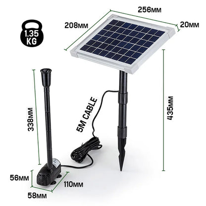 Protege 20W Solar Fountain Submersible Water Pump Power Panel Kit Garden Pond - Image 6