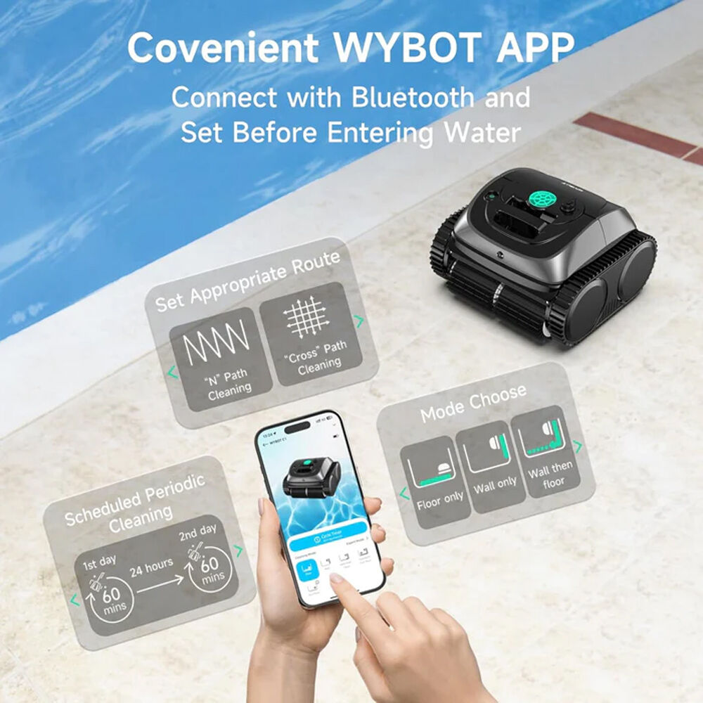 WYBOT C1 Cordless Robotic Pool Cleaner, with APP Control, Auto Vacuum Robot, Wall & Waterline Cleaning, Above Ground Inground up to 150sqm - Image 6