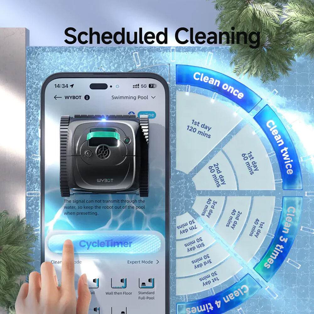 WYBOT C1 Cordless Robotic Pool Cleaner, with APP Control, Auto Vacuum Robot, Wall & Waterline Cleaning, Above Ground Inground up to 150sqm - Image 7