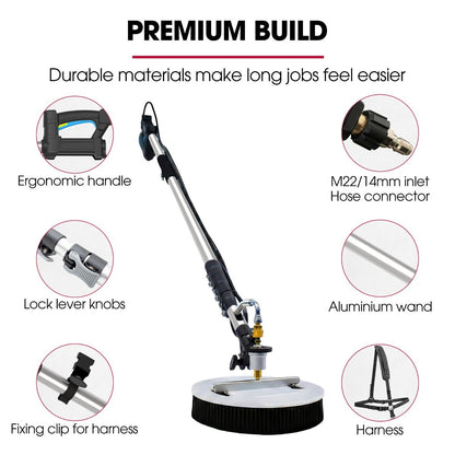 JET-USA 5.5m Telescopic Rotary Surface Cleaner Brush, for Solar Panels, Walls, Windows, M22 Pressure Washer Connection - Image 6