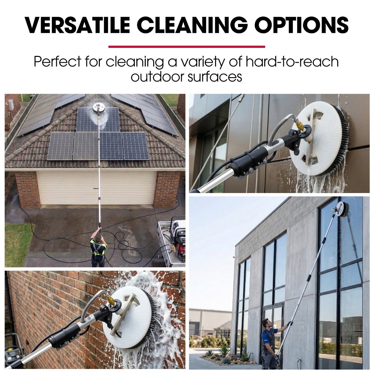 JET-USA 5.5m Telescopic Rotary Surface Cleaner Brush, for Solar Panels, Walls, Windows, M22 Pressure Washer Connection - Image 7