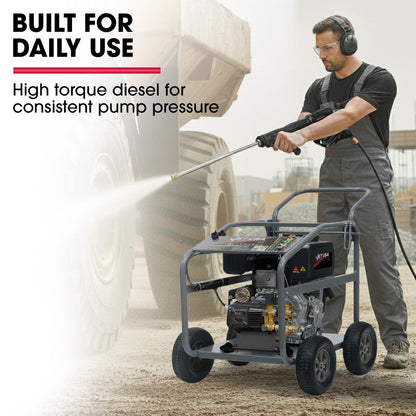 JET-USA Commercial Diesel High-Pressure Washer Cleaner, Electric Start 10hp 418cc, 15m Steel Braided Hose, Adjustable Triplex Pump - DX800 - Image 2