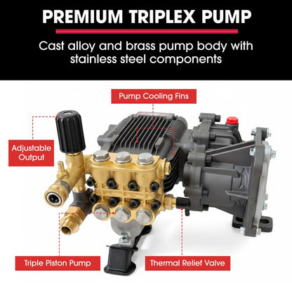 JET-USA Commercial Diesel High-Pressure Washer Cleaner, Electric Start 10hp 418cc, 15m Steel Braided Hose, Adjustable Triplex Pump - DX800 - Image 4