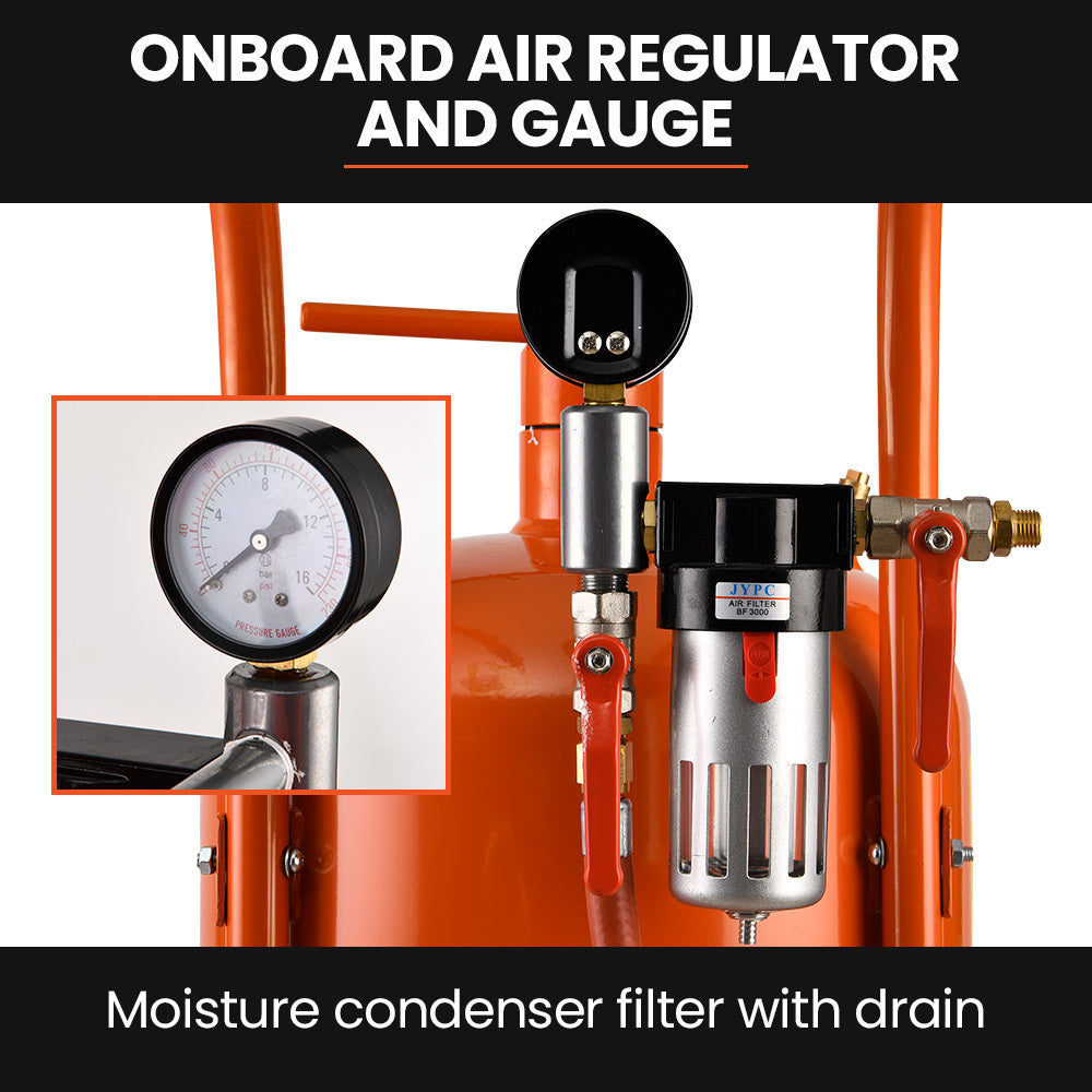 UNIMAC 38L Sandblasting Tank, Pressurised Design with Sandblast Gun Set with Hose - Image 4