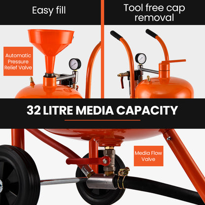 UNIMAC 38L Sandblasting Tank, Pressurised Design with Sandblast Gun Set with Hose - Image 6