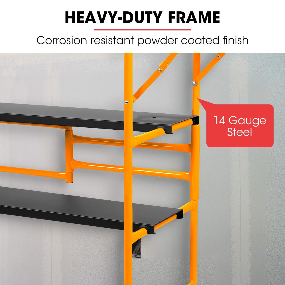 BAUMR-AG Mobile Scaffold Platform, 226kg Load, Steel Frame, Dual Height, Folding for easy Transport and Storage, Locking Castors, Tool Tray - Image 2