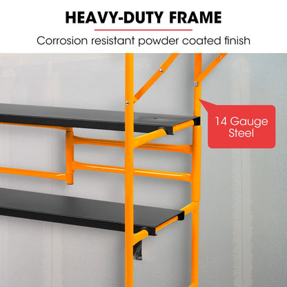 BAUMR-AG Mobile Scaffold Platform, 226kg Load, Steel Frame, Dual Height, Folding for easy Transport and Storage, Locking Castors, Tool Tray - Image 2