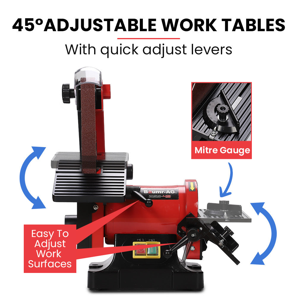 BAUMR-AG Bench Vertical Belt and Disc Sander Combo, 25mm Linisher, 125mm Sanding Disc, Brushless Motor, Dust Collection Ports - Image 5