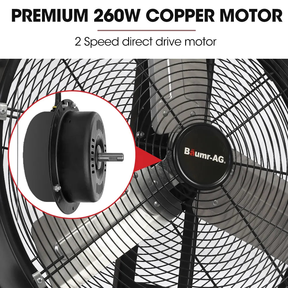 BAUMR-AG 24" 610mm 260W Industrial Mobile Floor Drum Fan, Tilting, Large, Commercial, Heavy-duty Frame, EESS Certified - Image 3