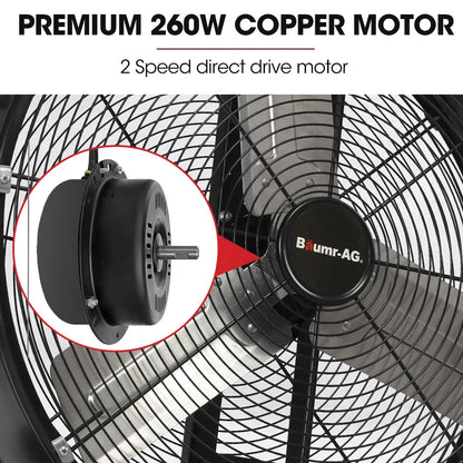 BAUMR-AG 24" 610mm 260W Industrial Mobile Floor Drum Fan, Tilting, Large, Commercial, Heavy-duty Frame, EESS Certified - Image 3