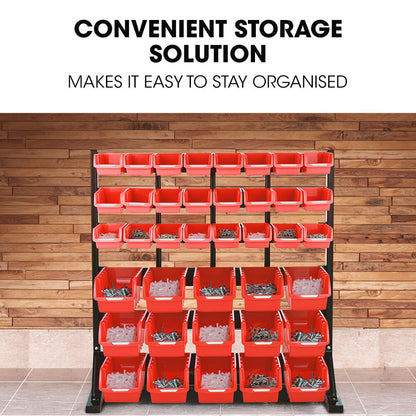 BAUMR-AG 39 Parts Bin Rack Storage System Floor Mount - Red - Image 6