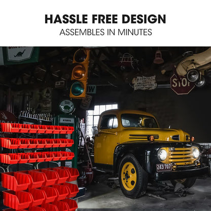 BAUMR-AG 39 Parts Bin Rack Storage System Floor Mount - Red - Image 9