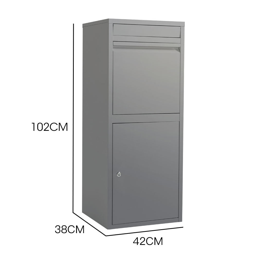 FORTIA Freestanding Parcel Post Box Letterbox, Letter Slot, Woodland Grey - Image 2