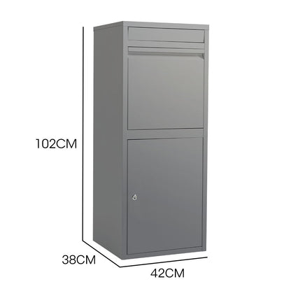 FORTIA Freestanding Parcel Post Box Letterbox, Letter Slot, Woodland Grey - Image 2