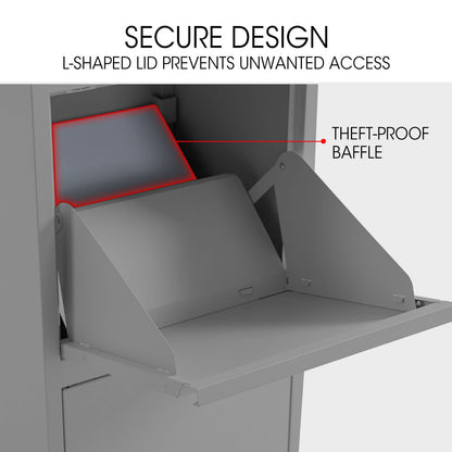 FORTIA Freestanding Parcel Post Box Letterbox, Letter Slot, Woodland Grey - Image 5