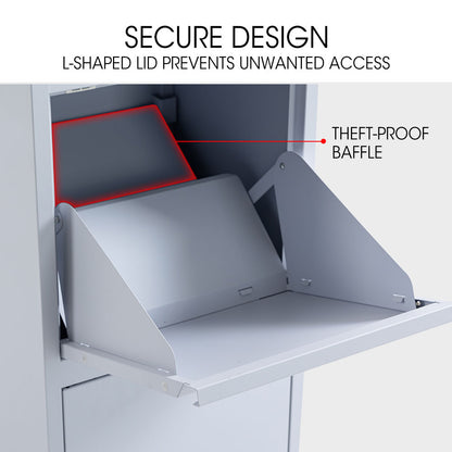 FORTIA Freestanding Parcel Post Box Letterbox, Letter Slot, Light Grey - Image 5