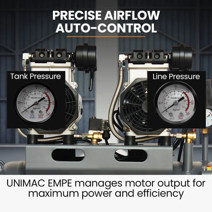 UNIMAC 50L 3.0HP Silent Oil-Free Electric Air Compressor, Portable, Twin Nitto Outlets - Image 4