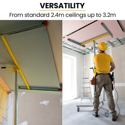 UNIMAC Drywall & Panel Lifter, 1200 x 3600 68kg Max Gyprock Sheet, Galvanised, No-mark Locking Castors - Image 4