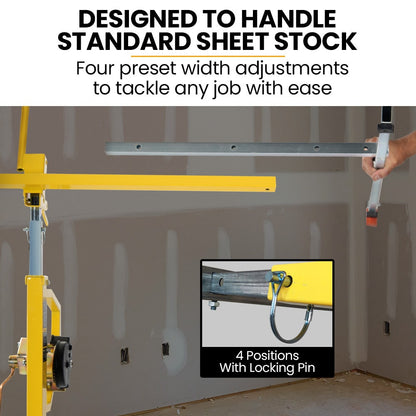 UNIMAC Drywall & Panel Lifter, 1200 x 3600 68kg Max Gyprock Sheet, Galvanised, No-mark Locking Castors - Image 8