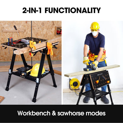 BAUMR-AG Portable Multifunction Workbench, 2-in-1 Worktable and Sawhorse, Height Adjustable, Expandable - Image 2