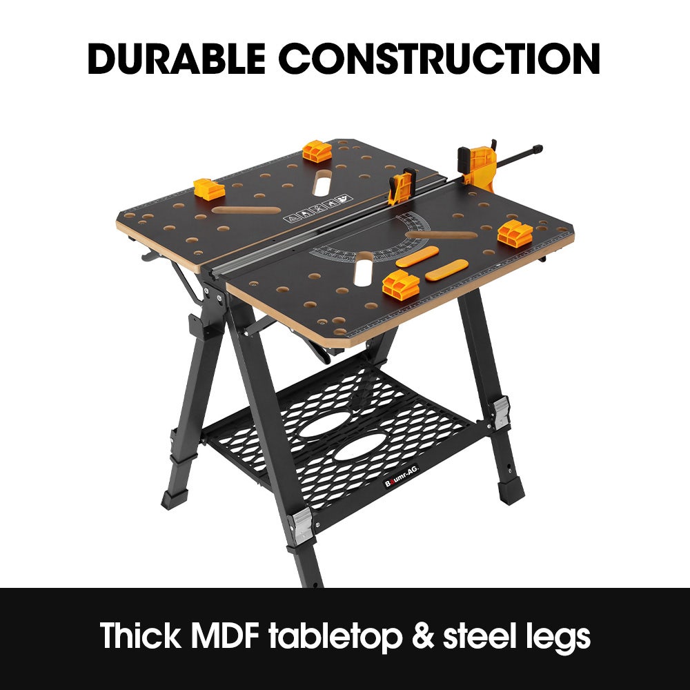 BAUMR-AG Portable Multifunction Workbench, 2-in-1 Worktable and Sawhorse, Height Adjustable, Expandable - Image 5