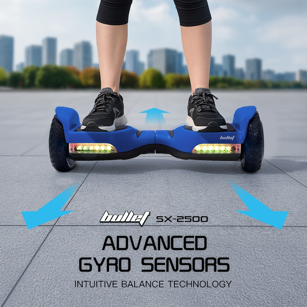 BULLET SX-2500 Hoverboard Scooter, 500W Brushless, UL Certified, AU Compliant, 6.5-inch Off-Road Style Tyres, Superior Self Balancing System, LED Lights, Blue - Image 4