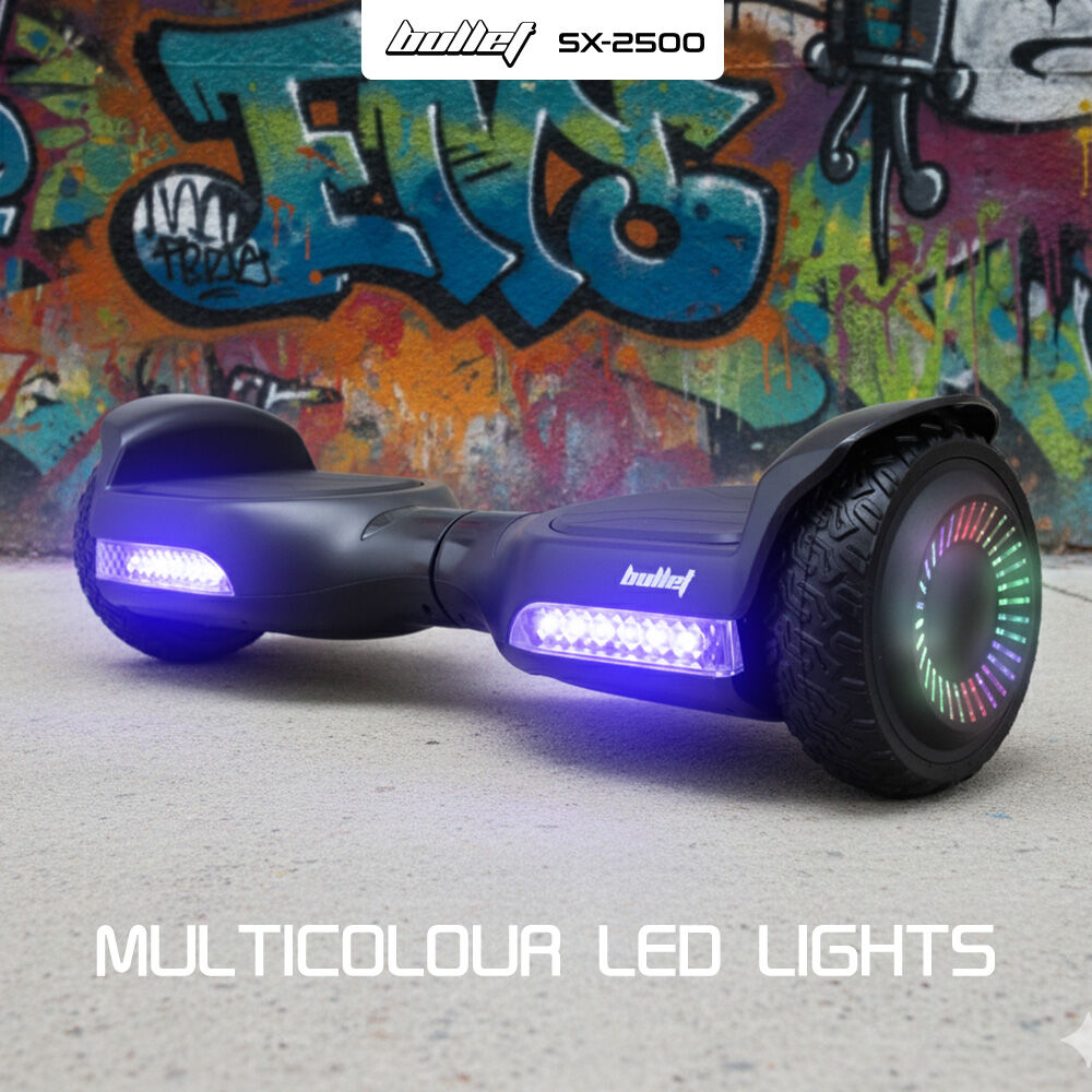 BULLET SX-2500 Hoverboard Scooter, 500W Brushless, UL Certified, AU Compliant, 6.5-inch Off-Road Style Tyres, Superior Self Balancing System, LED Lights, Black - Image 6