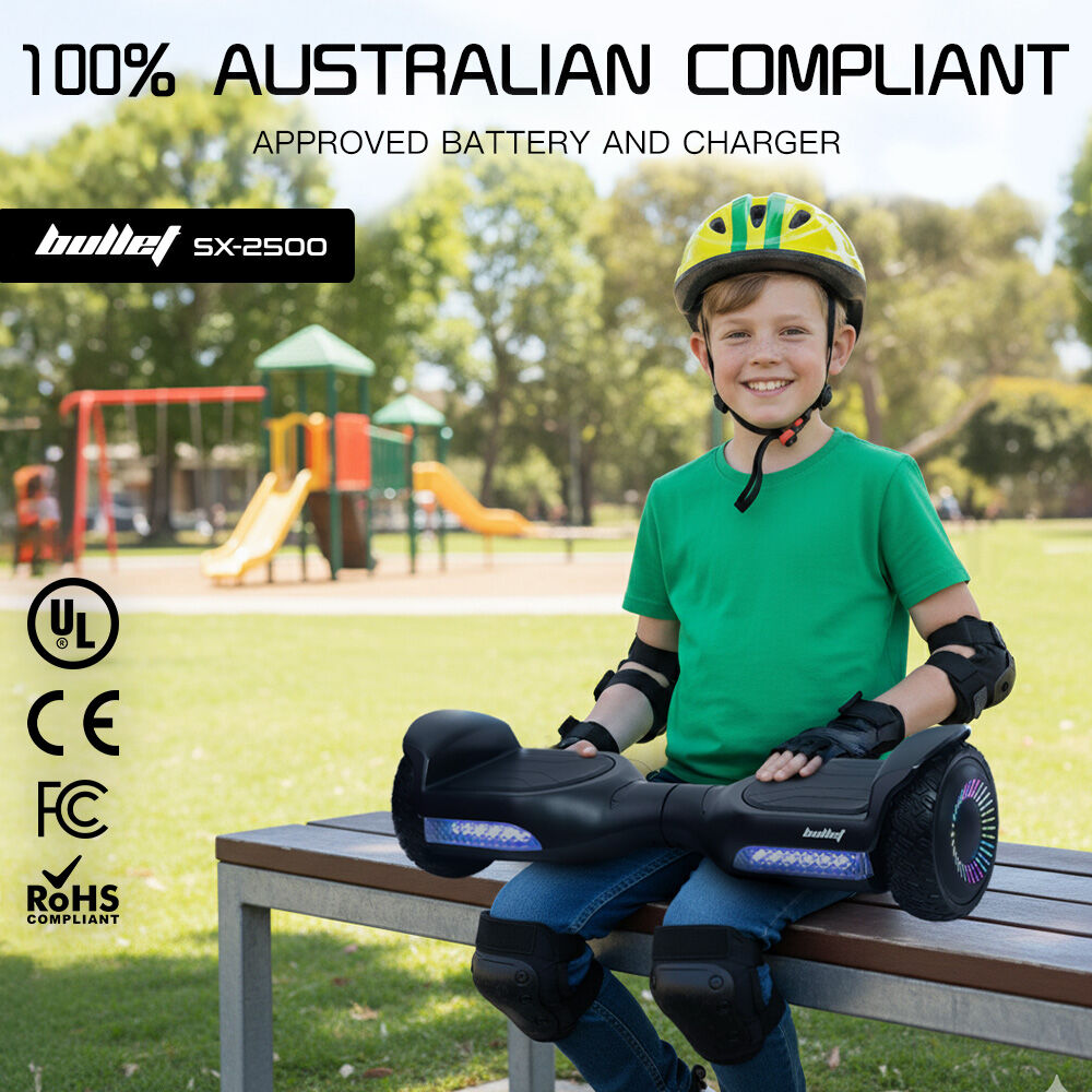 BULLET SX-2500 Hoverboard Scooter, 500W Brushless, UL Certified, AU Compliant, 6.5-inch Off-Road Style Tyres, Superior Self Balancing System, LED Lights, Black - Image 7