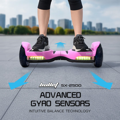 BULLET SX-2500 Hoverboard Scooter, 500W Brushless, UL Certified, AU Compliant, 6.5-inch Off-Road Style Tyres, Superior Self Balancing System, LED Lights, Pink - Image 2