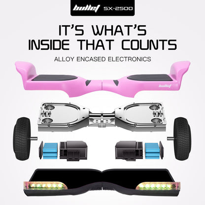BULLET SX-2500 Hoverboard Scooter, 500W Brushless, UL Certified, AU Compliant, 6.5-inch Off-Road Style Tyres, Superior Self Balancing System, LED Lights, Pink - Image 6