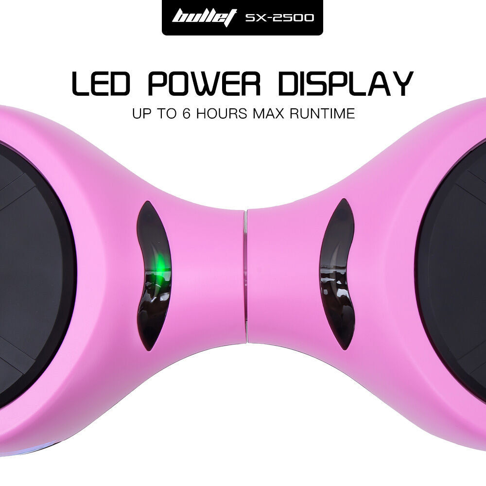 BULLET SX-2500 Hoverboard Scooter, 500W Brushless, UL Certified, AU Compliant, 6.5-inch Off-Road Style Tyres, Superior Self Balancing System, LED Lights, Pink - Image 8