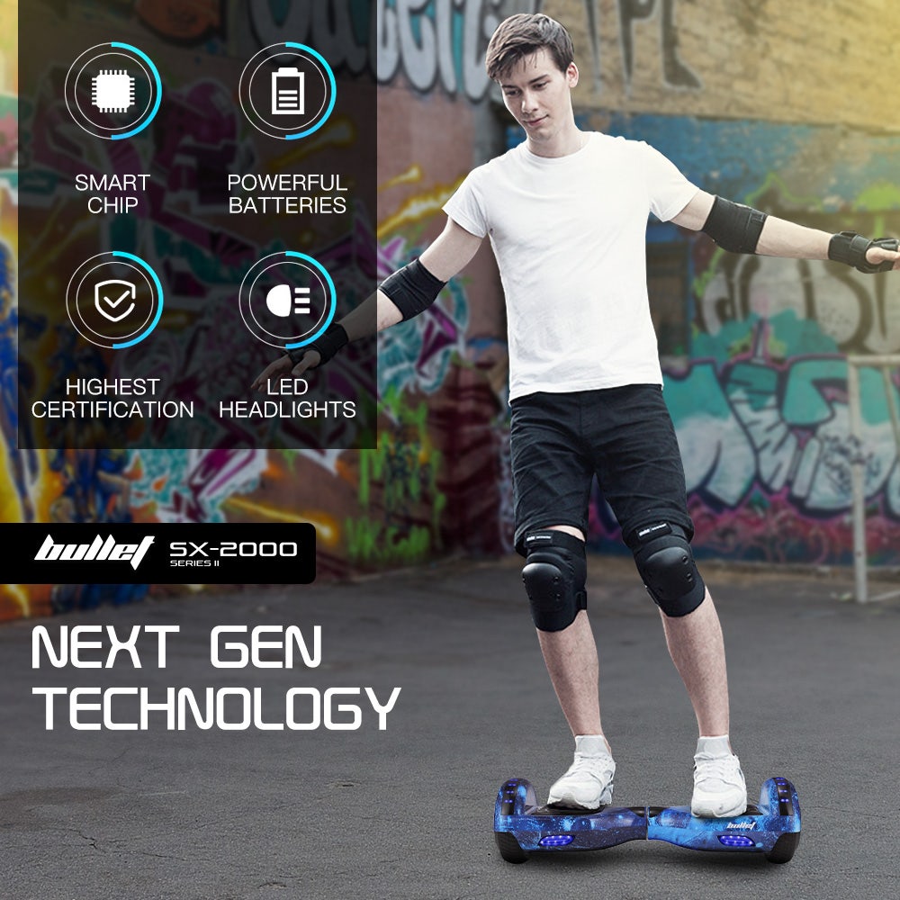 BULLET SX-2000 Hoverboard Scooter, 500W Brushless, Superior Self Balancing System, UL Certified, LED Lights, Blue Galaxy - Image 3