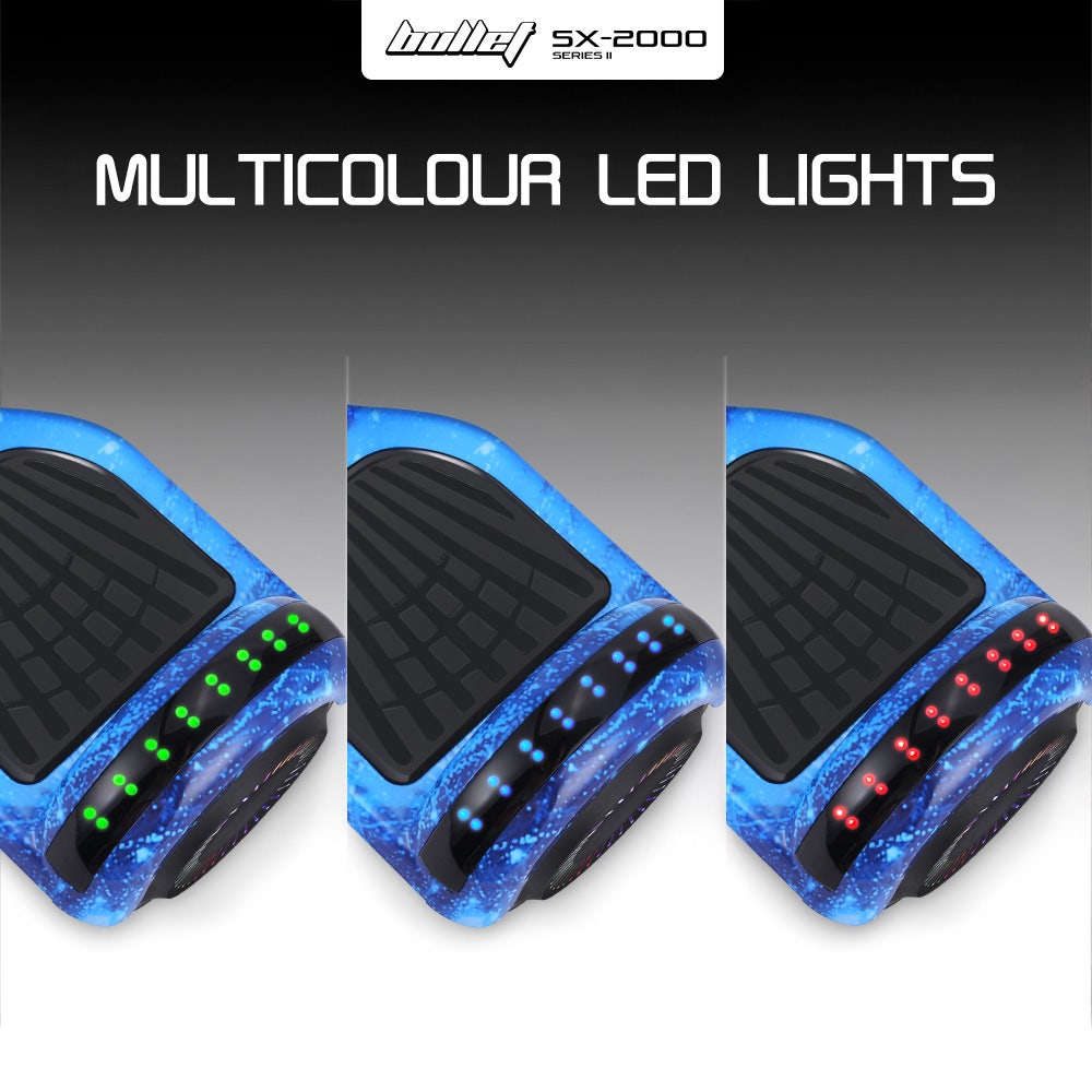 BULLET SX-2000 Hoverboard Scooter, 500W Brushless, Superior Self Balancing System, UL Certified, LED Lights, Blue Galaxy - Image 6