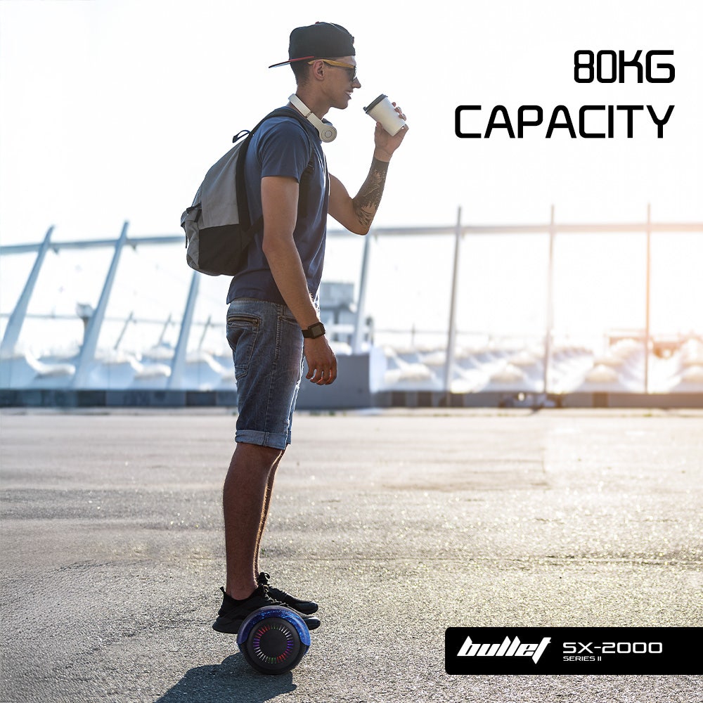 BULLET SX-2000 Hoverboard Scooter, 500W Brushless, Superior Self Balancing System, UL Certified, LED Lights, Blue Galaxy - Image 8