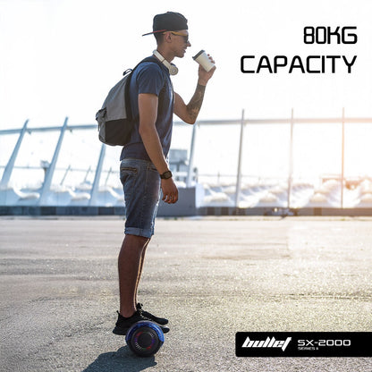 BULLET SX-2000 Hoverboard Scooter, 500W Brushless, Superior Self Balancing System, UL Certified, LED Lights, Blue Galaxy - Image 8