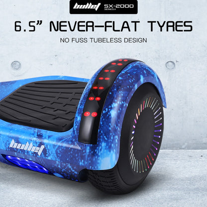 BULLET SX-2000 Hoverboard Scooter, 500W Brushless, Superior Self Balancing System, UL Certified, LED Lights, Blue Galaxy - Image 9