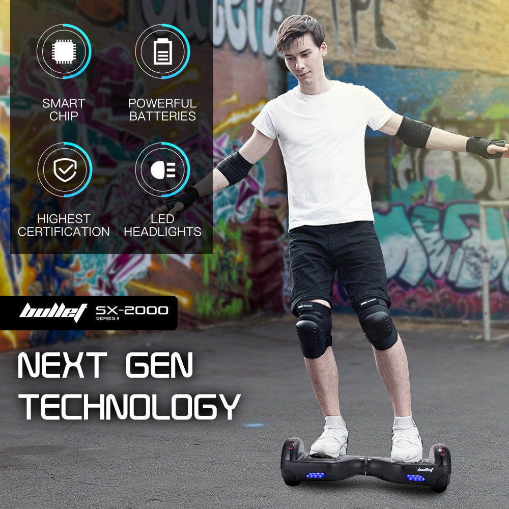 BULLET SX-2000 Hoverboard Scooter, 500W Brushless, UL Certified, AU Compliant, Superior Self Balancing System, LED Lights, Black - Image 3