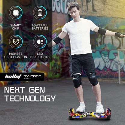 BULLET SX-2000 Hoverboard Scooter, 500W Brushless, UL Certified, AU Compliant, Superior Self Balancing System, LED Lights, Hip Hop Design - Image 2