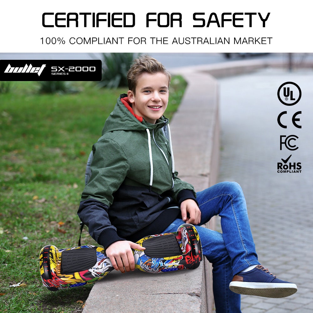 BULLET SX-2000 Hoverboard Scooter, 500W Brushless, UL Certified, AU Compliant, Superior Self Balancing System, LED Lights, Hip Hop Design - Image 6
