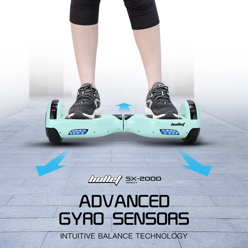 BULLET SX-2000 Hoverboard Scooter, 500W Brushless, UL Certified, AU Compliant, Superior Self Balancing System, LED Lights, Mint Green - Image 4