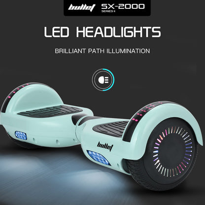 BULLET SX-2000 Hoverboard Scooter, 500W Brushless, UL Certified, AU Compliant, Superior Self Balancing System, LED Lights, Mint Green - Image 5