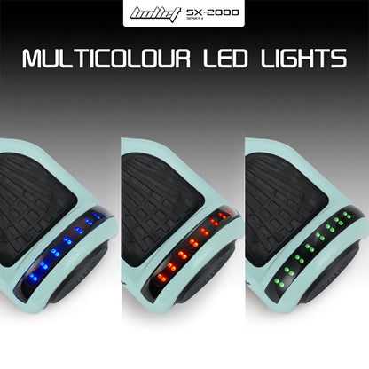 BULLET SX-2000 Hoverboard Scooter, 500W Brushless, UL Certified, AU Compliant, Superior Self Balancing System, LED Lights, Mint Green - Image 7