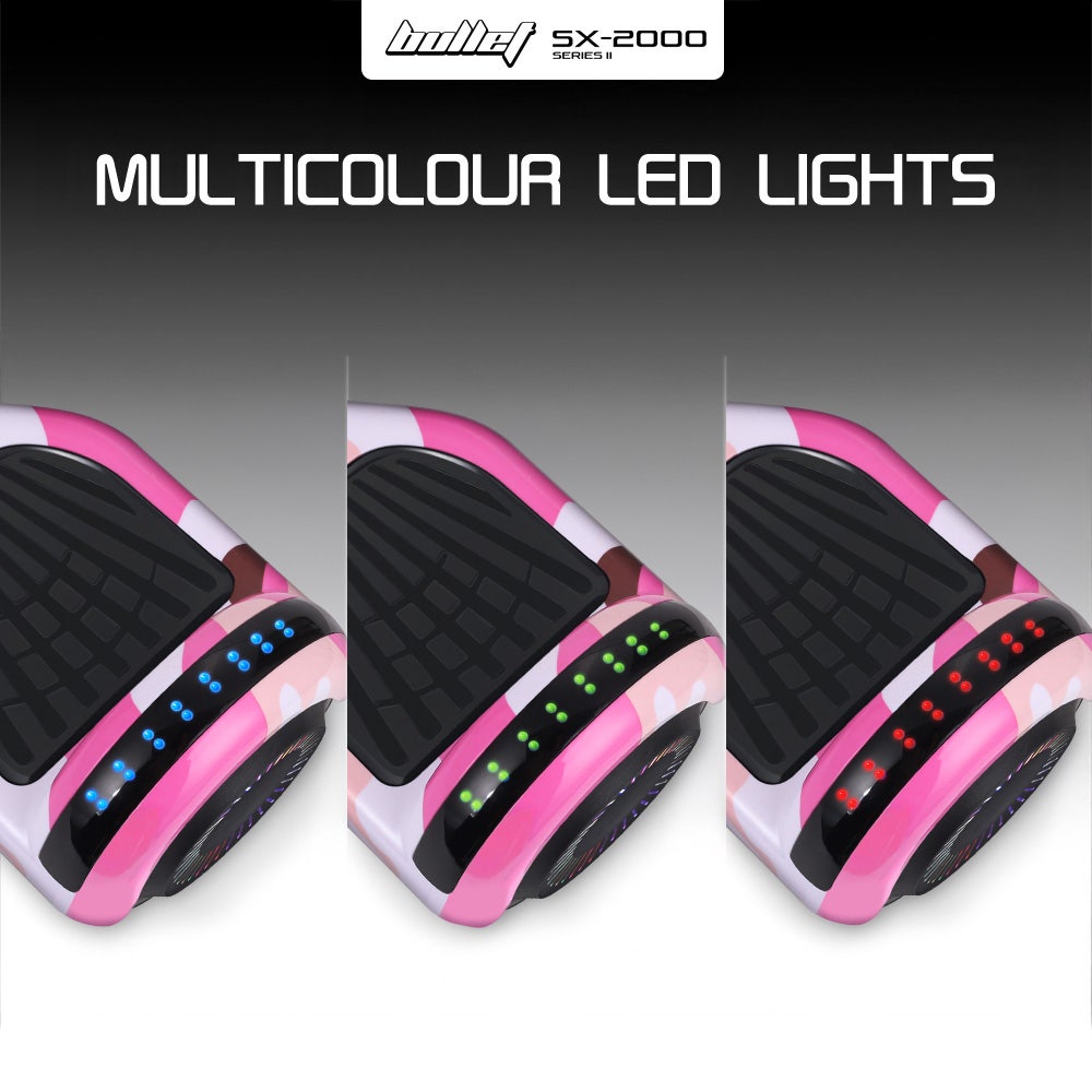 BULLET SX-2000 Hoverboard Scooter, 500W Brushless, UL Certified, AU Compliant, Superior Self Balancing System, LED Lights, Pink Camo - Image 6