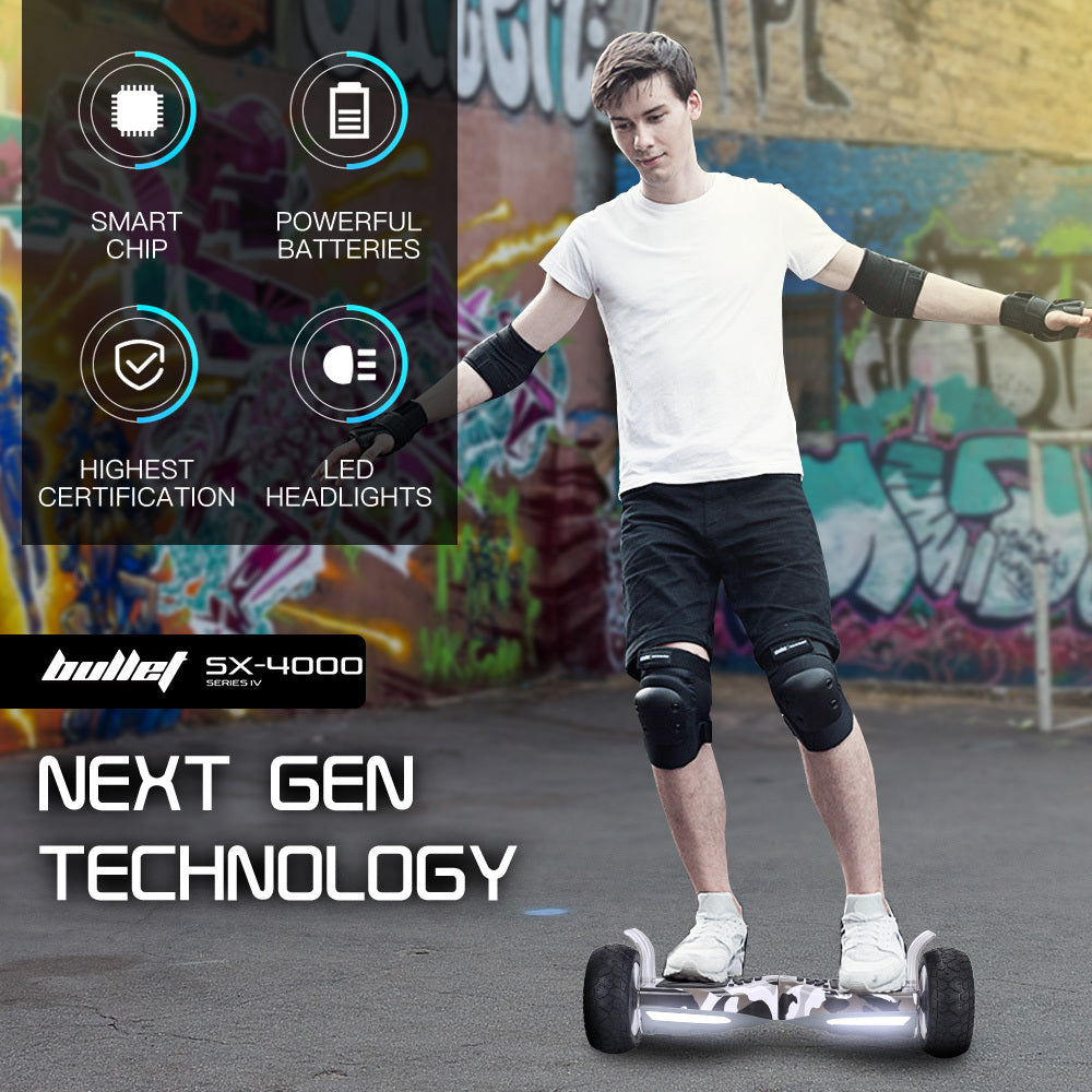BULLET SX-4000 Hoverboard Scooter, 700W Brushless, UL Certified, AU Compliant, 8.5" Wheels, Superior Self Balancing System, LED Lights, Carry Bag, Camo - Image 3